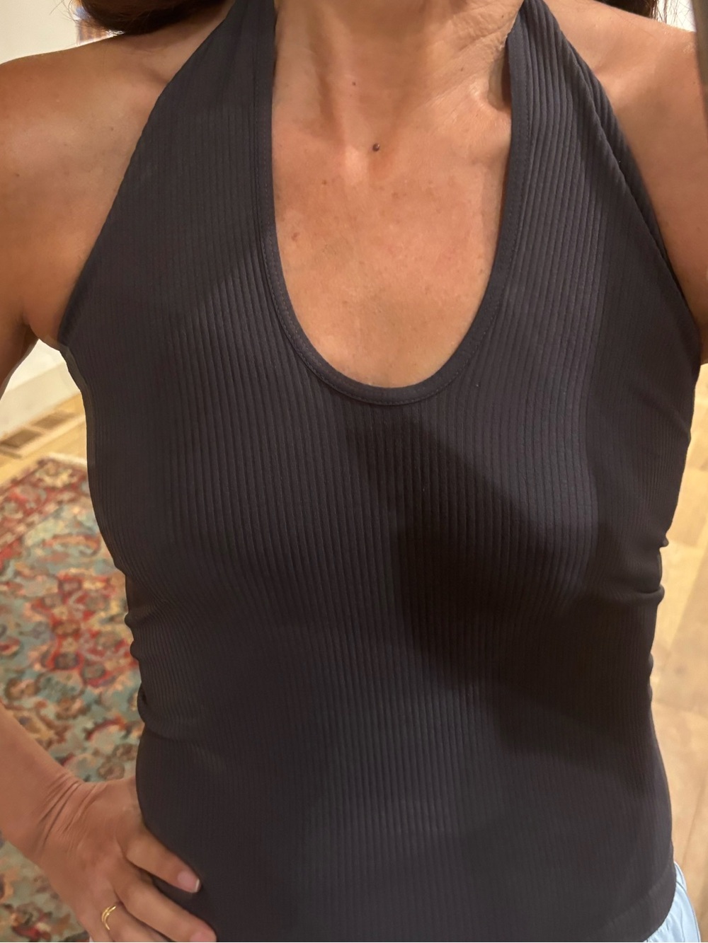 Lulu's Charcoal Ribbed Halter Tank